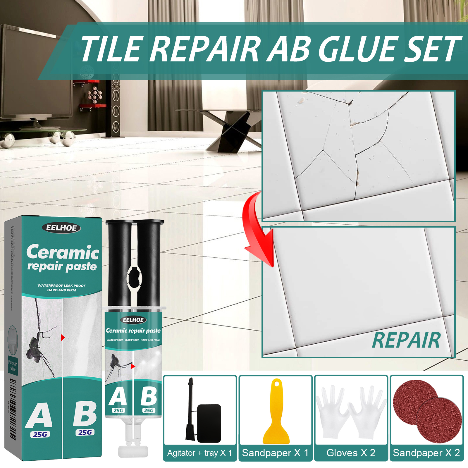 Contact Cement Glue - Professional Tile Marble Repair Agent Floor