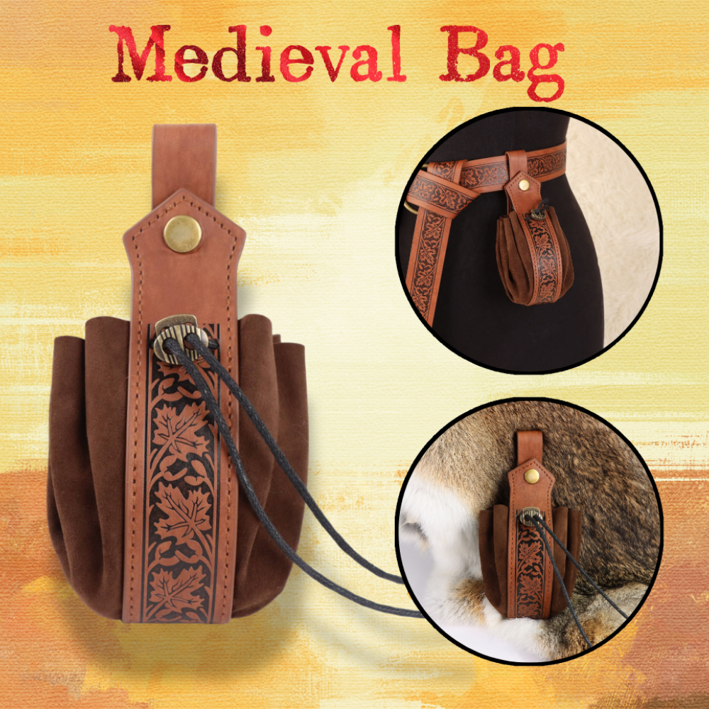 Cosplay Prop Designer - Medieval Brown PU Leather Waist Bag