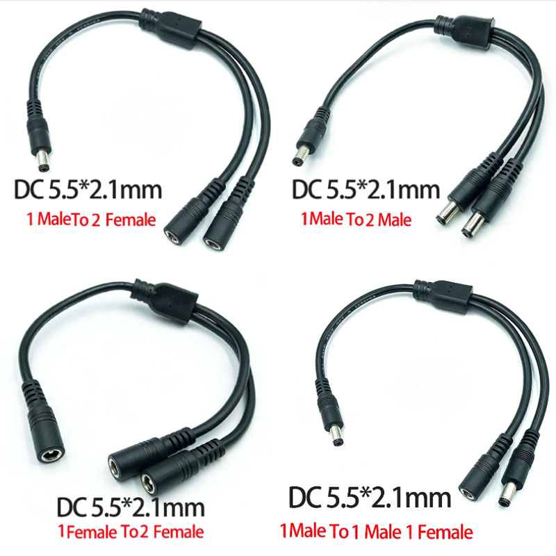1PC DC 5.5mm*2.1mm 1 To 2 Conn - Led El Wire ulasan dan harga