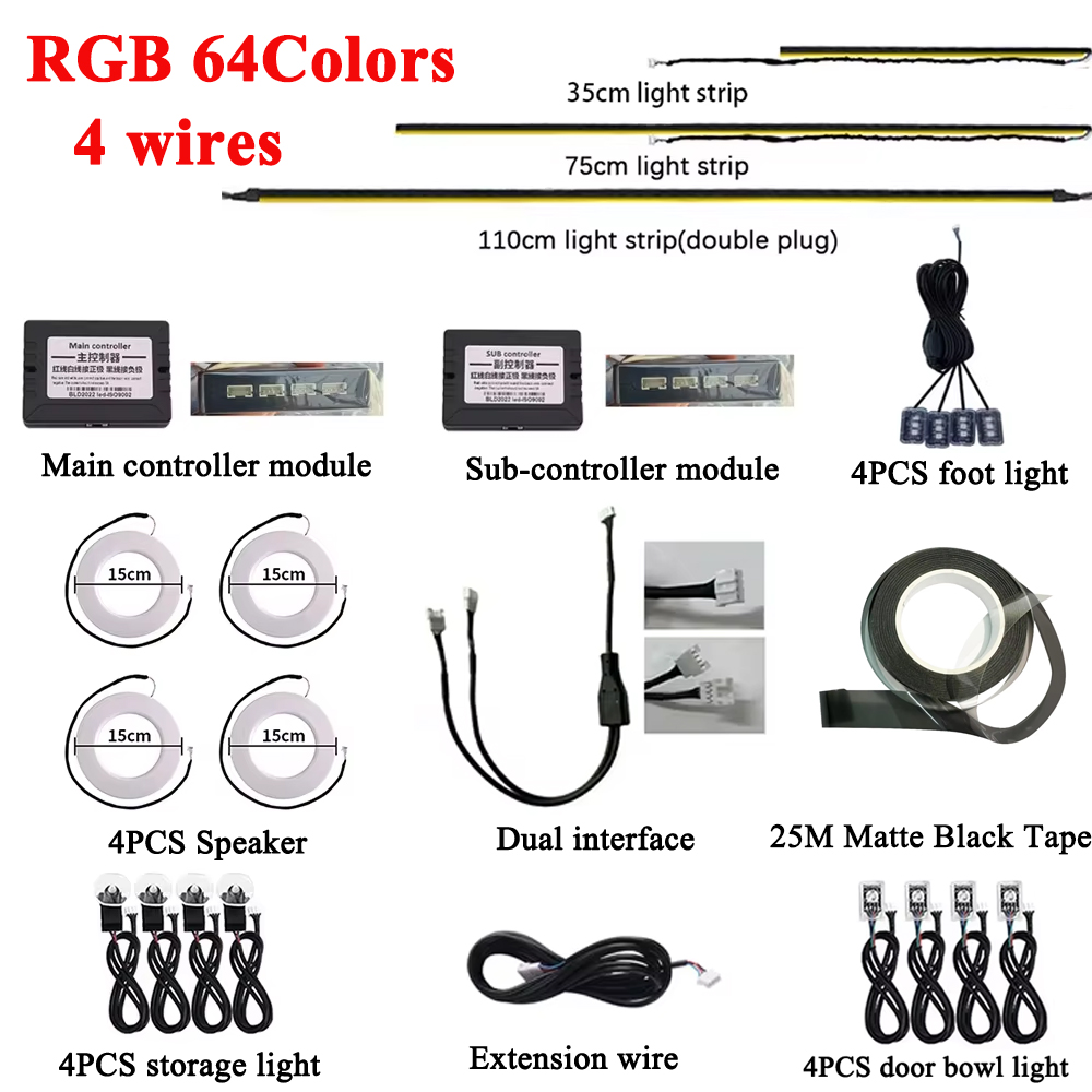 RGB 64 Colors LED Car Ambient  - Led El Wire ulasan dan harga
