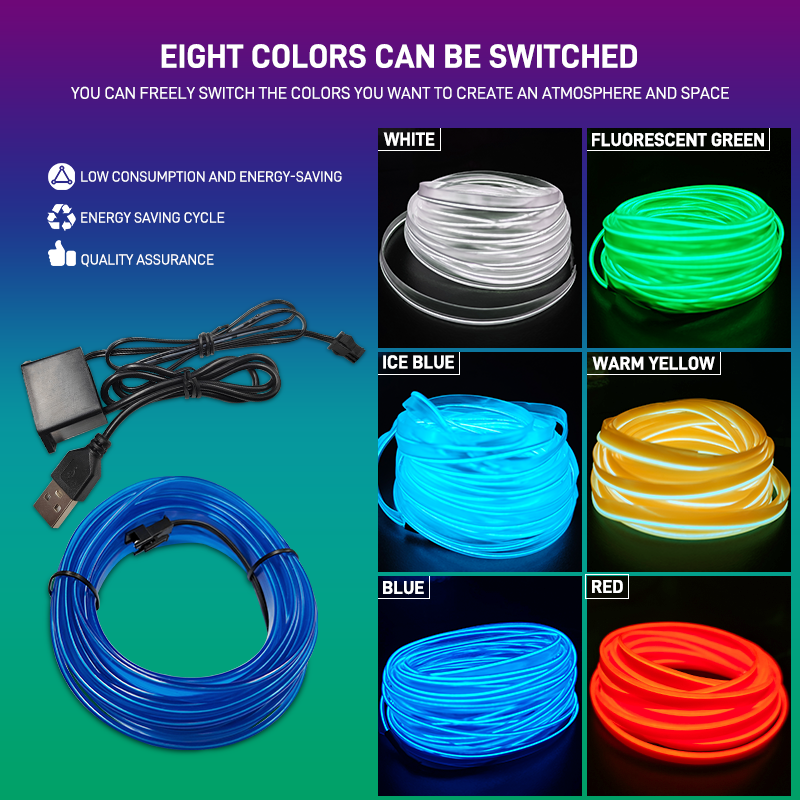 1M/3M/5M Car Interior Led Deco - Led El Wire ulasan dan harga
