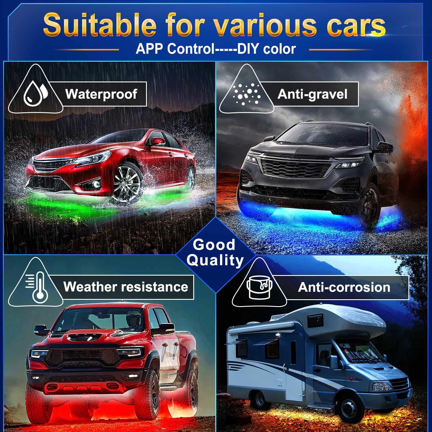 RGB Car Underglow Strip Lights - Led El Wire ulasan dan harga