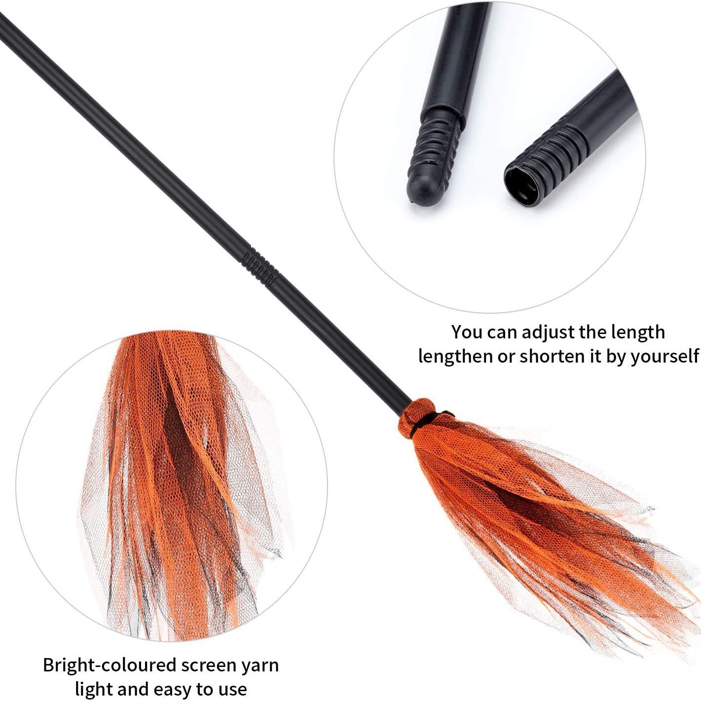 Halloween LED Witch Broom, Det - Detachable Cosplay Prop ulasan dan harga