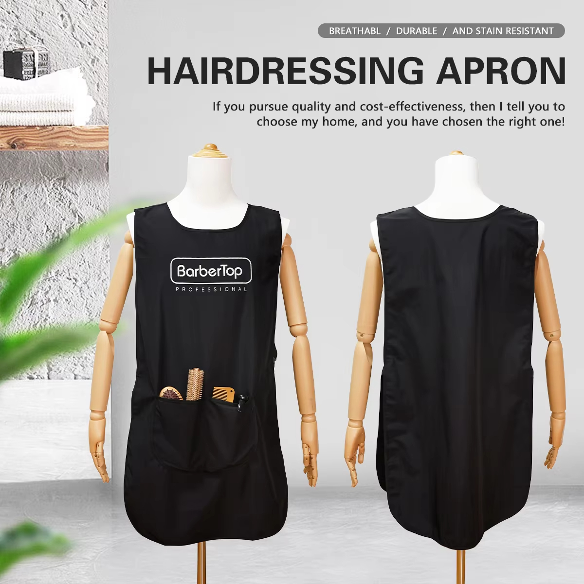 Barbertop Black Stylist Apron  - Hair Spray Color ulasan dan harga