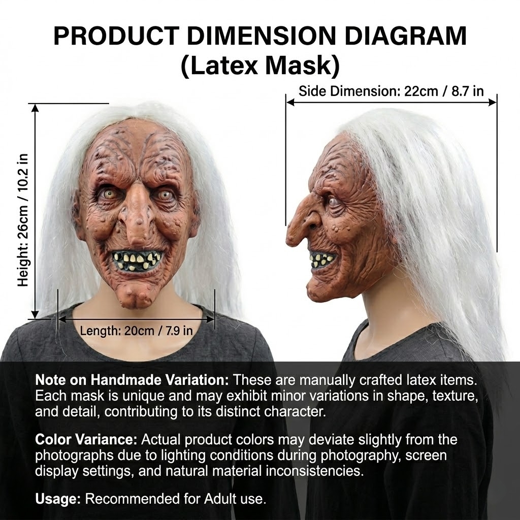 Creative Witch Latex Mask For  - Cosplay Prop Designer ulasan dan harga