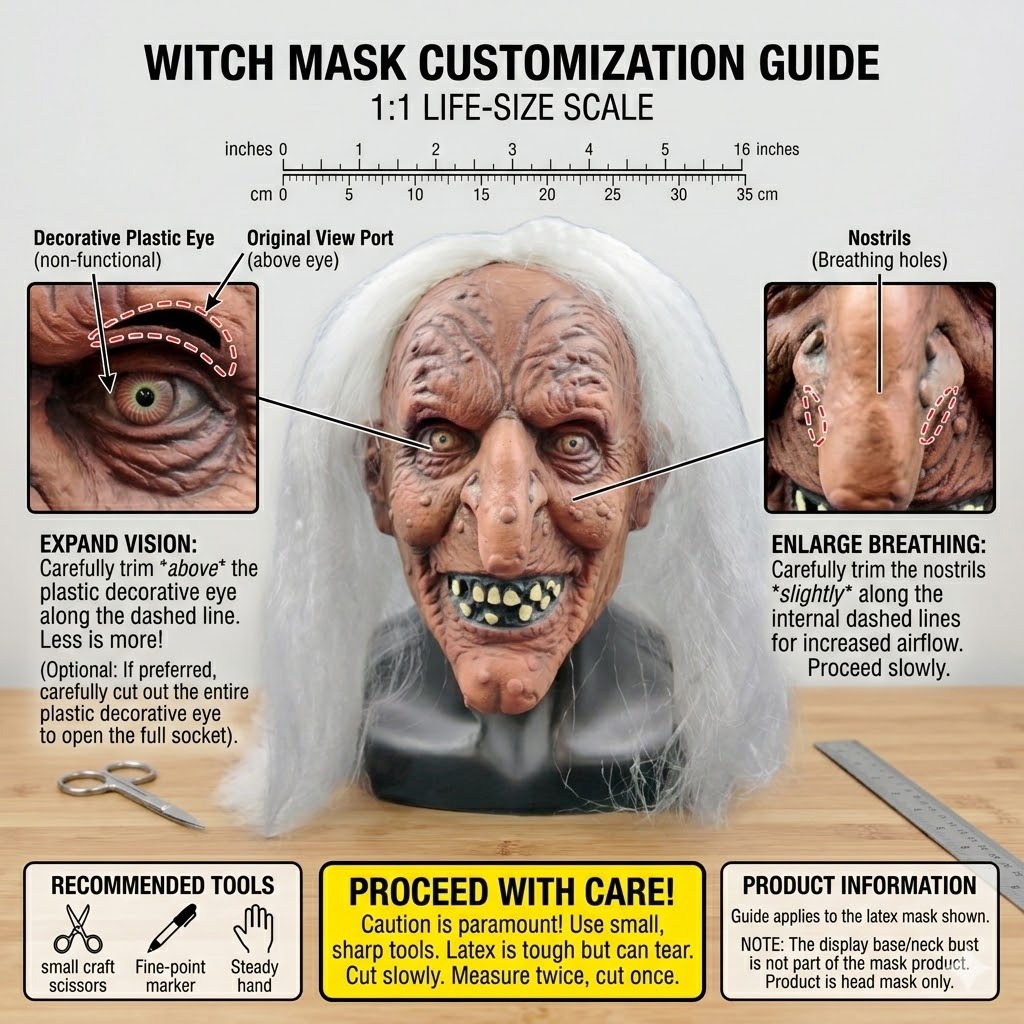 Creative Witch Latex Mask For  - Cosplay Prop Designer ulasan dan harga