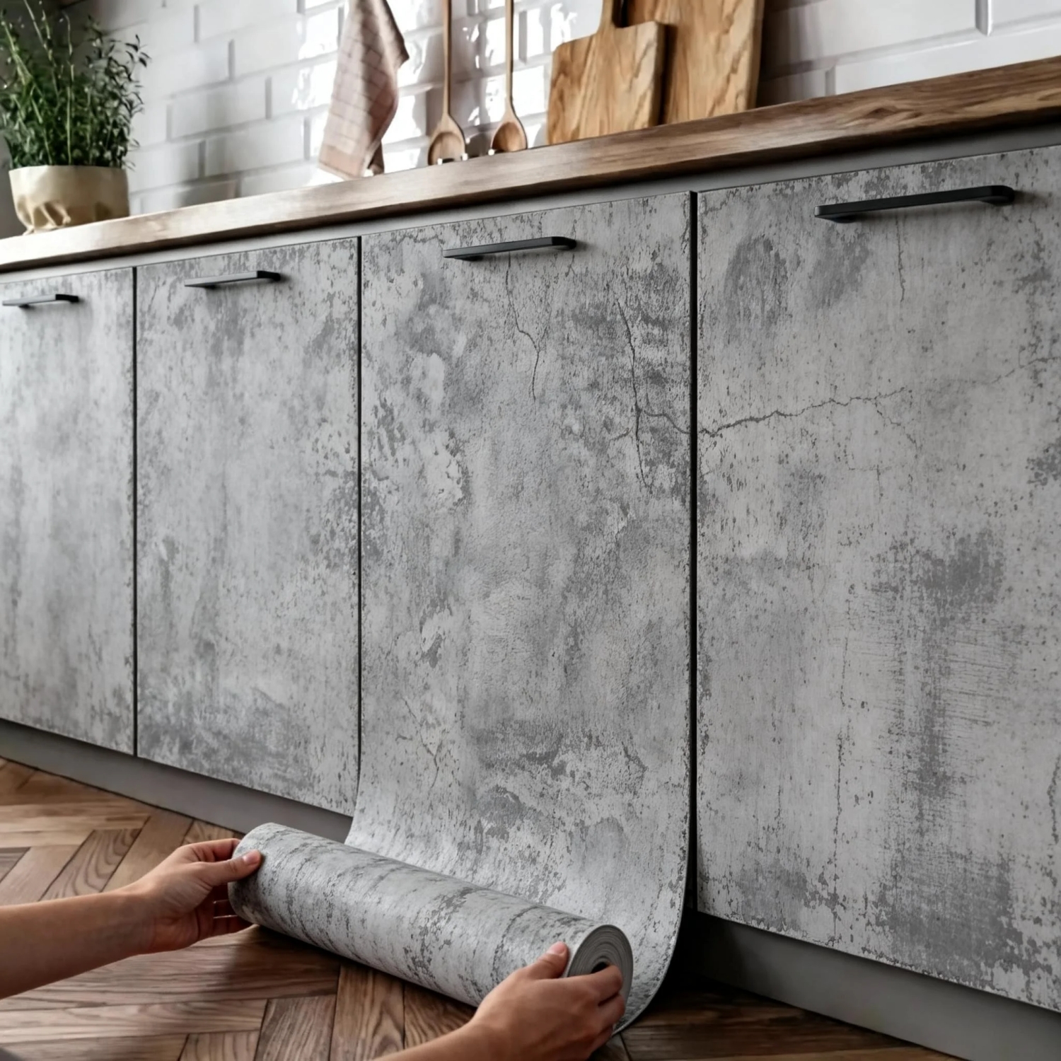 6M Cement Grey Pvc Wallpaper S - Contact Cement Glue ulasan dan harga