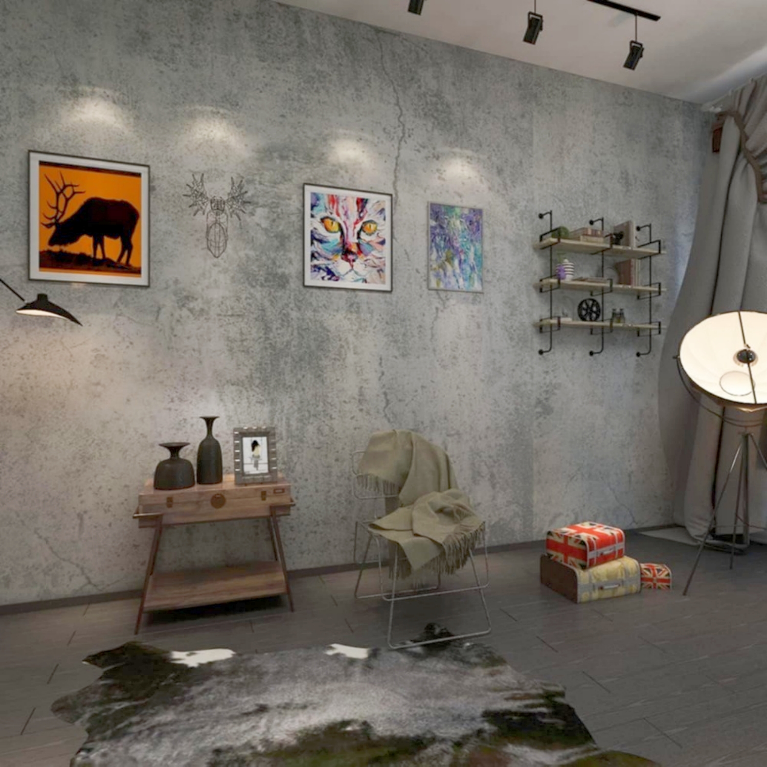 6M Cement Grey Pvc Wallpaper S - Contact Cement Glue ulasan dan harga