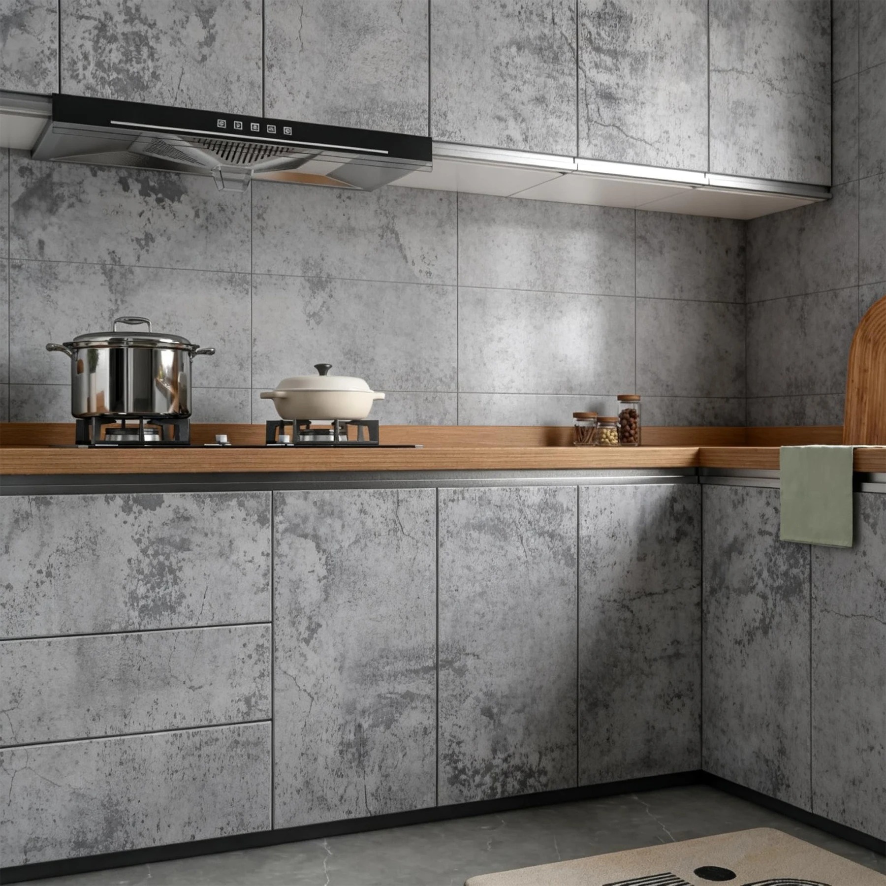 6M Cement Grey Pvc Wallpaper S - Contact Cement Glue ulasan dan harga