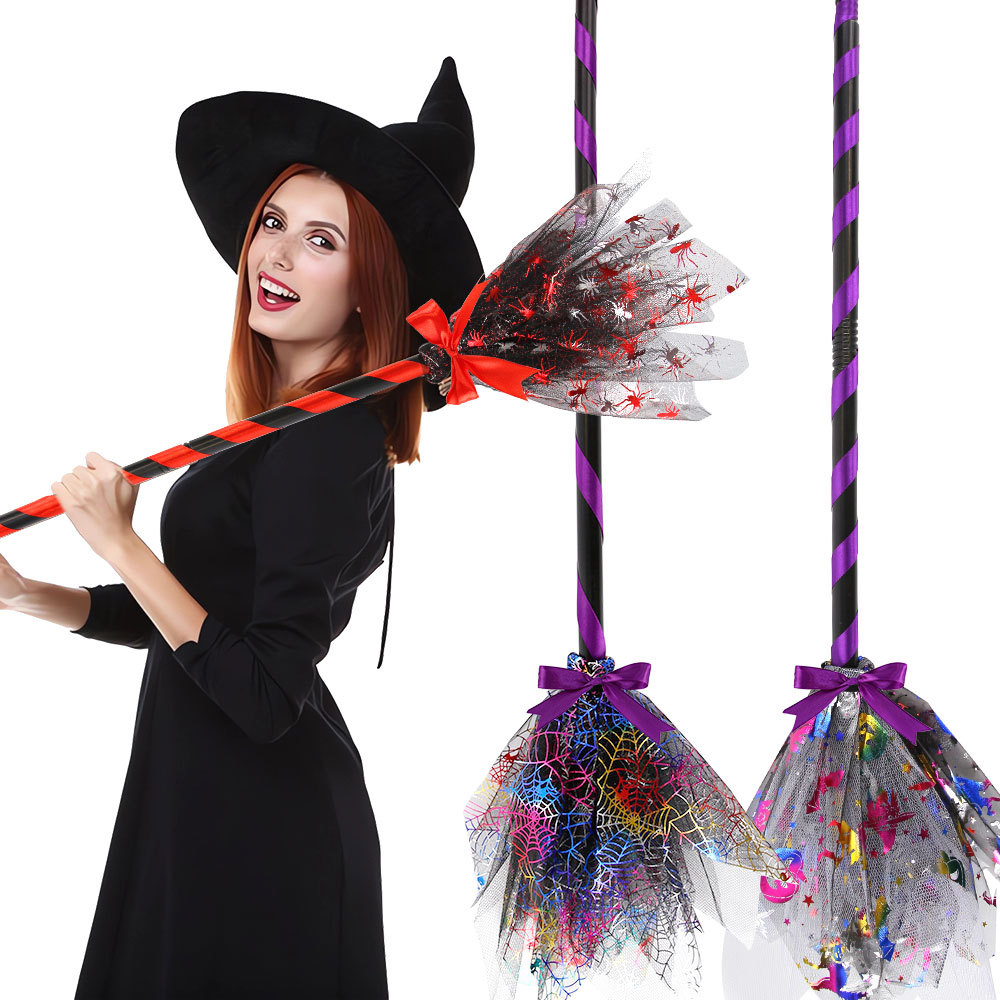 Halloween Witch Broom with LED - Detachable Cosplay Prop ulasan dan harga