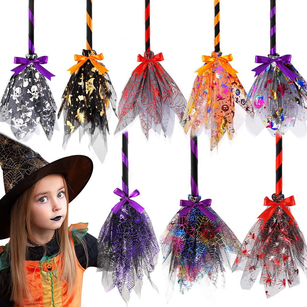 Halloween Witch Broom with LED - Detachable Cosplay Prop ulasan dan harga